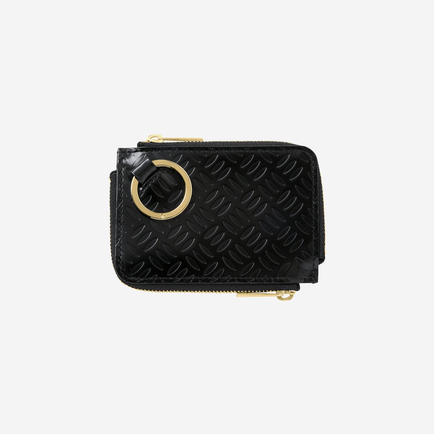 Embossed W ZIP Card Case / black × gold