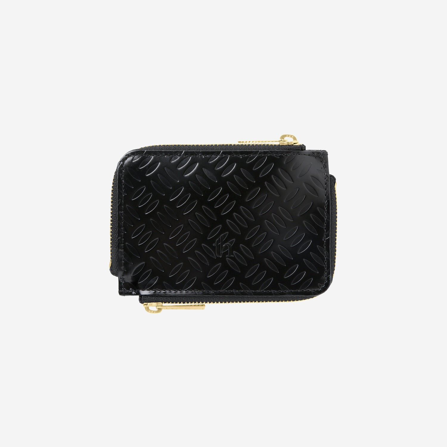 Embossed W ZIP Card Case / black × gold